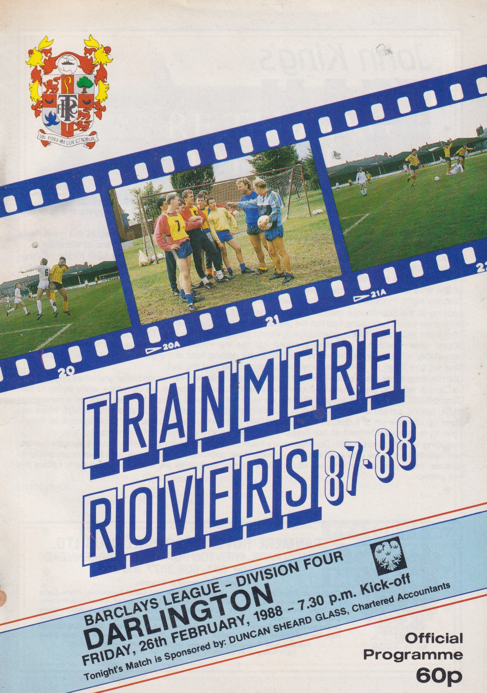 Tranmere Rovers v Darlington match programme